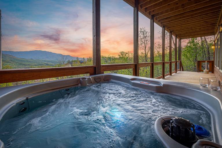 cabin rentals with hot tubs in gatlinburg tn with sunset